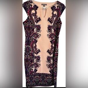 Roz & Ali Size 10 Multicolor Sheath Dress Sweetheart Neckline GUC